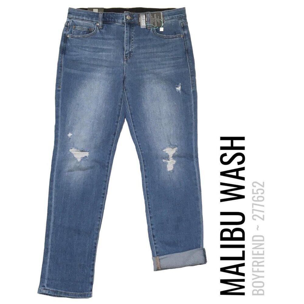 NEW 42 LuLaRoe Boyfriend Denim Light Blue Distressed Wash Jeans Straight Leg - Picture 5 of 5